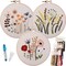 3-Piece Beginner Embroidery Kit Set – Needlepoint Kits for Adults with 3 Patterns, 3 Hoops, 6 Needles, Embroidery Floss & Cotton Fabric